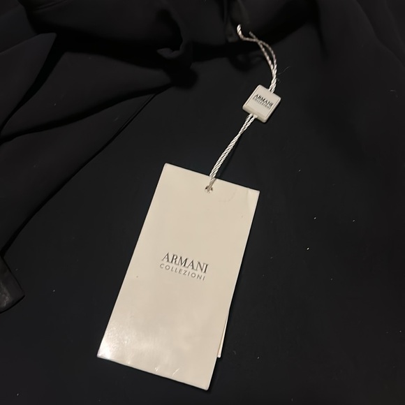 Armani Collezioni NWT 100% silk black cowl with halter strap neck cocktail dress - Picture 3 of 13